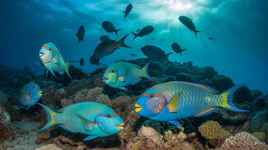 colorful herbivorous reef giants