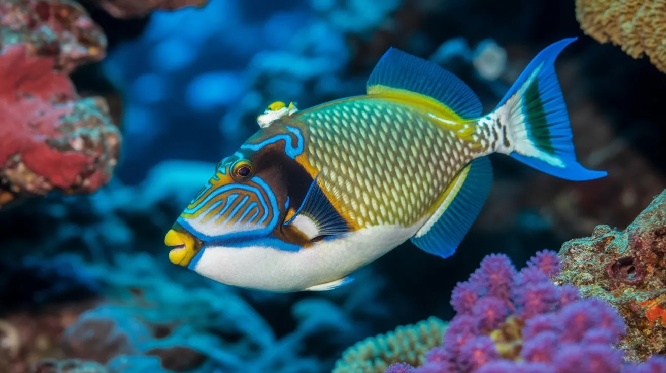 vibrant territorial triggerfish species