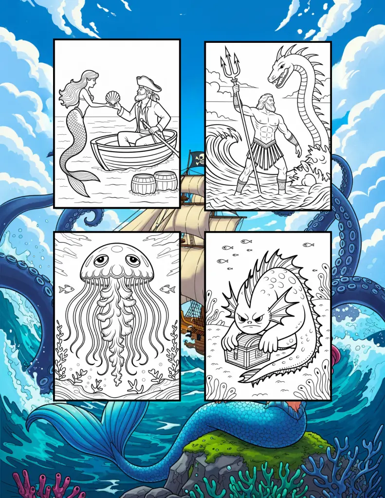Sea Monsters Coloring Book Examples
